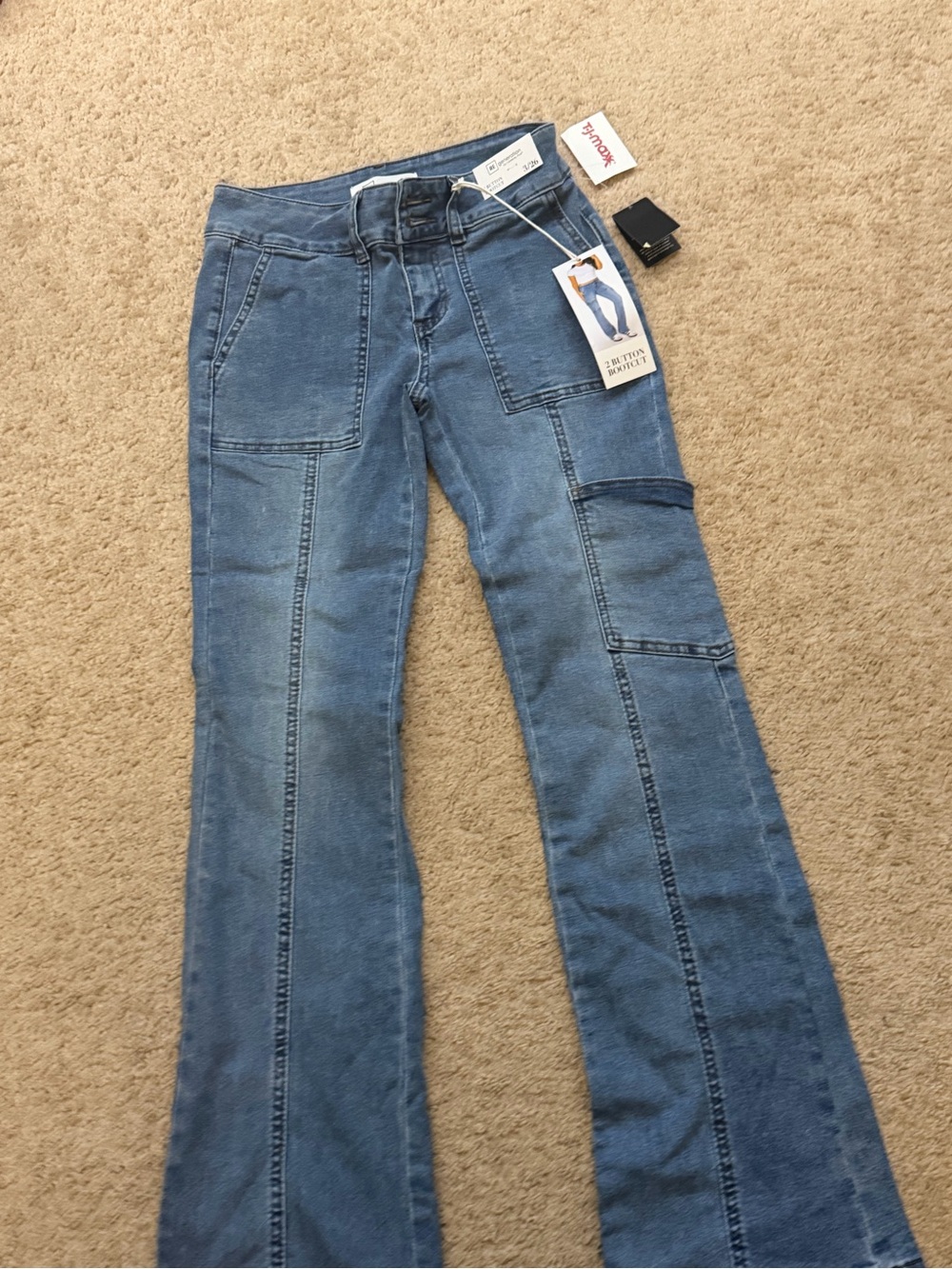 Celebrity Pink Blue Flare Utility Jeans